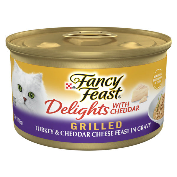 Purina Fancy Feast Gravy Wet Cat Food, Delights Grilled Turkey & Cheddar Cheese Feast in Gravy