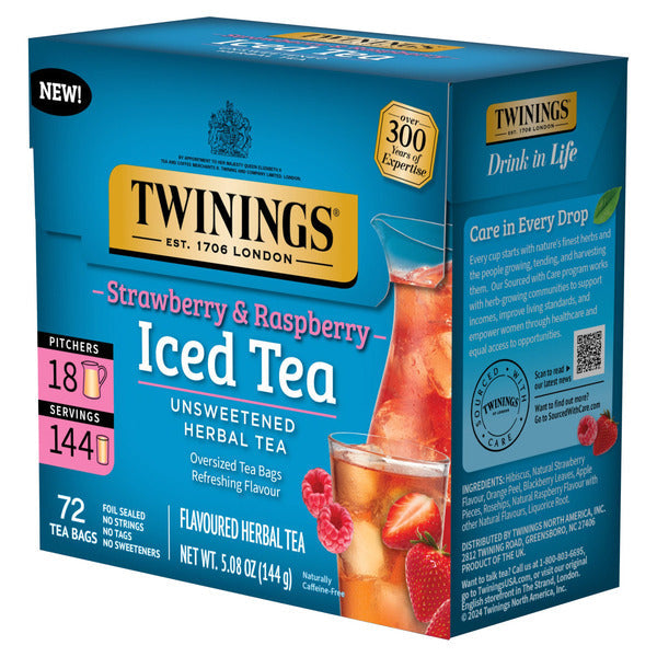 Twinings Strawberry & Raspberry Flavoured Herbal Iced Tea Bags
