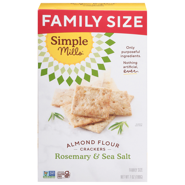 Simple Mills  Almond Flour Crackers, Rosemary & Sea Salt, Family Size
