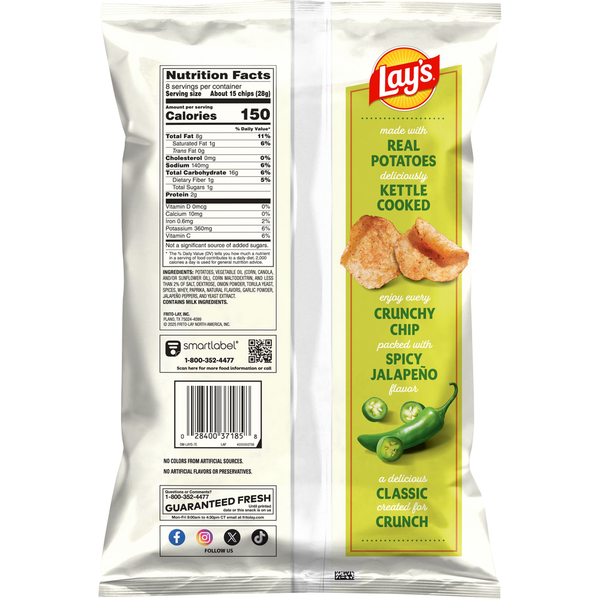 Lay's Kettle Cooked Potato Chips, Jalapeno Flavored