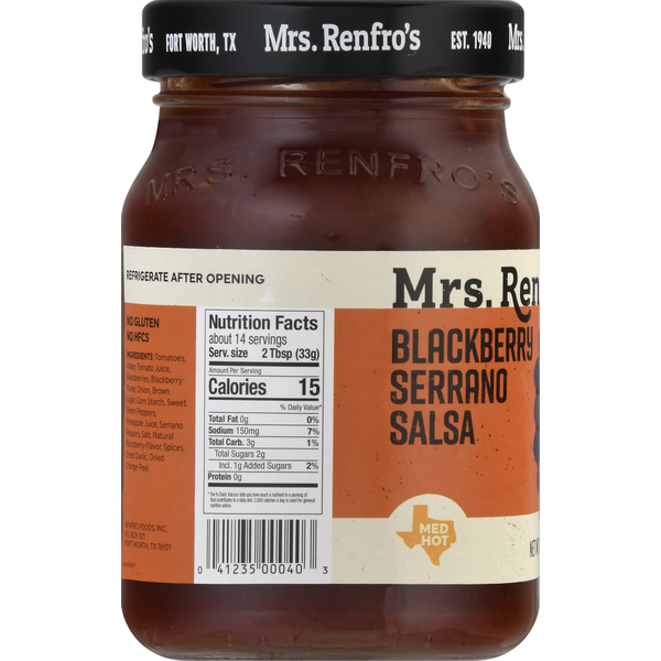 Mrs. Renfro's Salsa, Blackberry Serrano, Med Hot