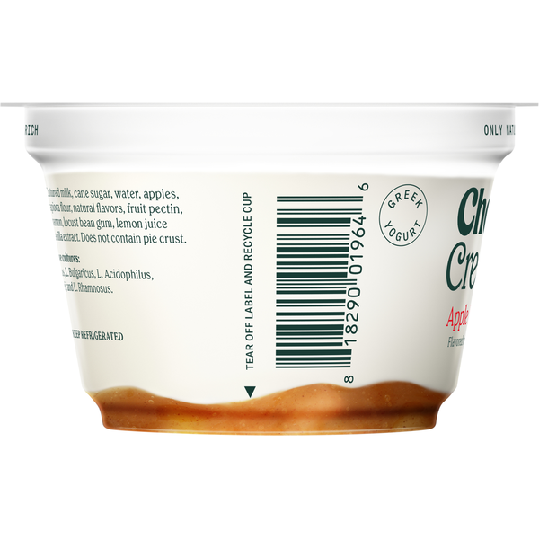 Close-up of a container of Chobani Greek Yogurt with a focus on the label.