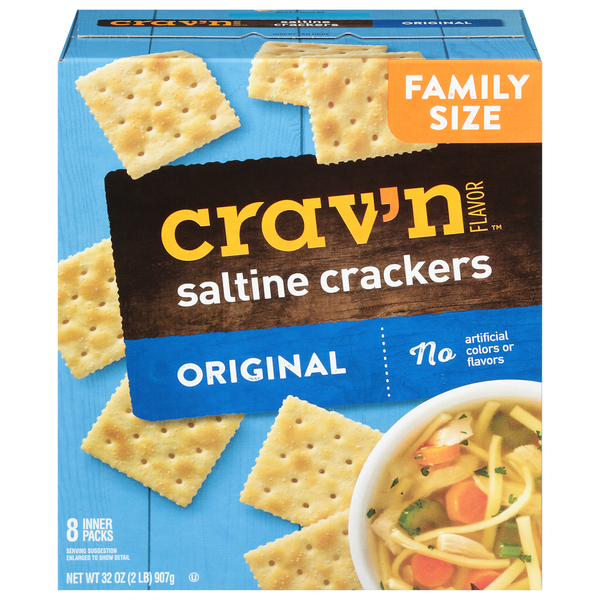 Crav'n Flavor Saltine Crackers, Original, Family Size, 8 Inner Packs