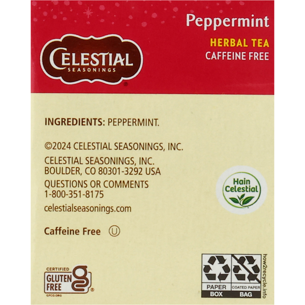 Celestial Seasonings Peppermint Herbal Tea, Caffeine Free