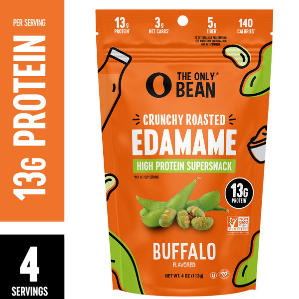 The Only Bean Crunchy Roasted Edamame Snacks (Buffalo), Healthy Gluten Free