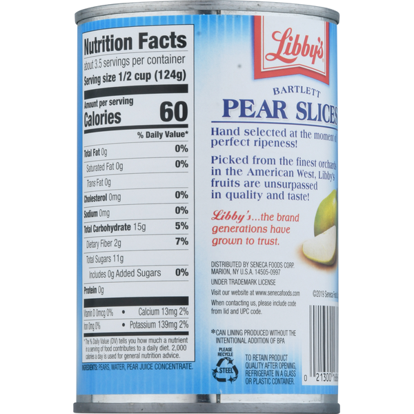 Libby's Pear Slices, in Pear Juice, Bartlett