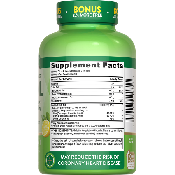 Nature's Truth Fish Oil Lemon Flavor Softgel