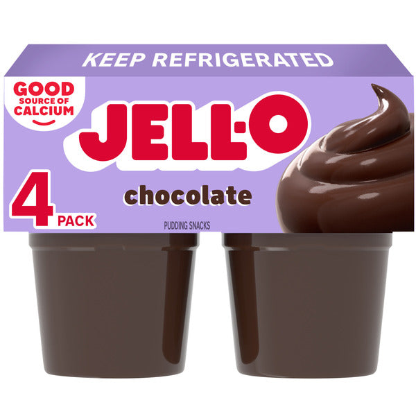 Jell-O Original Chocolate Refrigerated Pudding Cup Snacks Value Pack