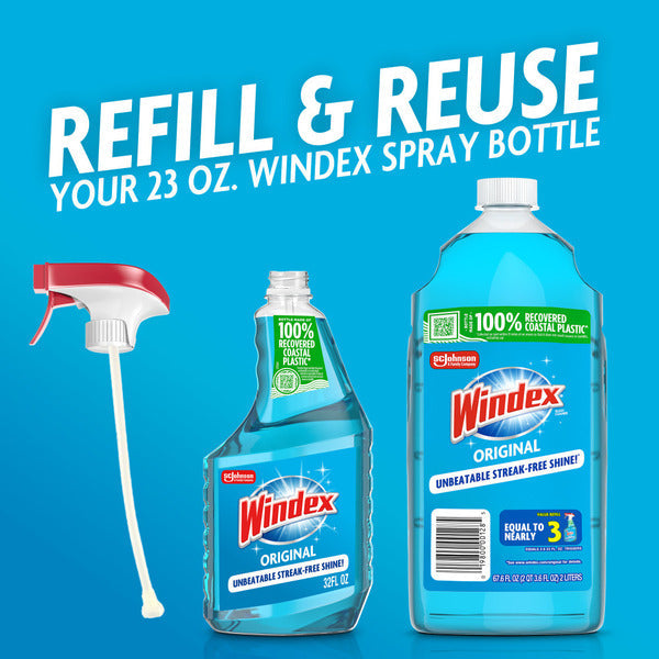 Windex® Glass Cleaner Refill Bottle, Original Blue