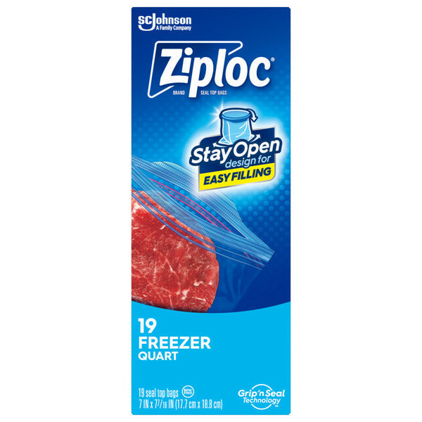 Ziploc Freezer Bags with Stay Open Design for Easy Filling