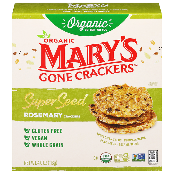 Mary's Gone Crackers Crackers, Rosemary, Super Seed
