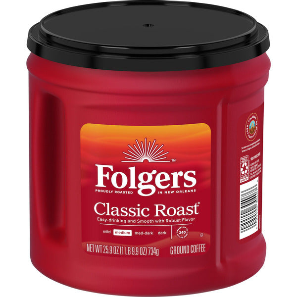 Folgers Classic Roast Ground Coffee, Medium Roast, 25.9 Oz. Canister