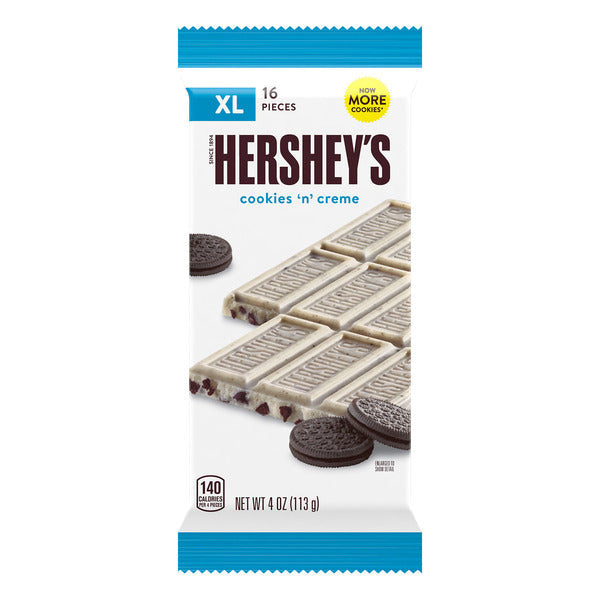 Hershey's Cookies 'n' Creme XL, Candy Bar, 4 oz (16 Pieces)