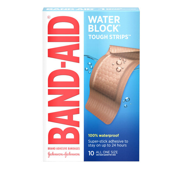 BAND-AID Water Block Tough Strips Adhesive Bandages, Waterproof, 10 ct
