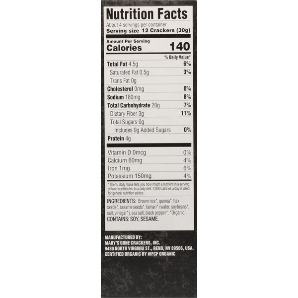 Mary's Gone Crackers Crackers, Organic, Black Pepper, Original