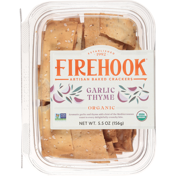 Firehook Garlic Thyme Organic Artisan Baked Crackers