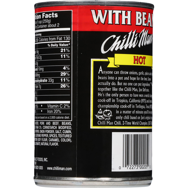 Chilli Man Chili, with Beans, Hot