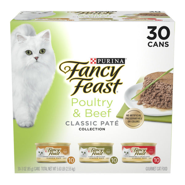 Purina Fancy Feast Poultry and Beef Feast Classic Pate Collection Grain Free Wet Cat Food