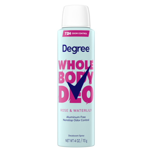 Degree Whole Body Deodorant Spray, Rose & Waterlily Scent,