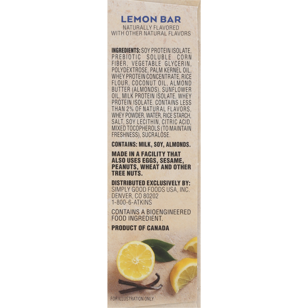 Atkins Snack Bar, Gluten Free, Lemon