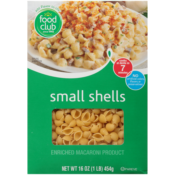 Food Club Enriched Macaroni Product, Small Shells