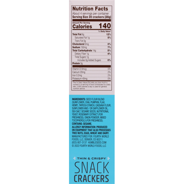 The Humble Seed Cracker, Grain Free, Sea Salt