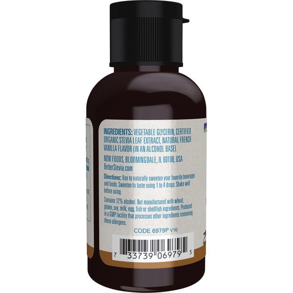 NOW BetterStevia Liquid Sweetener, Zero-Calorie, French Vanilla