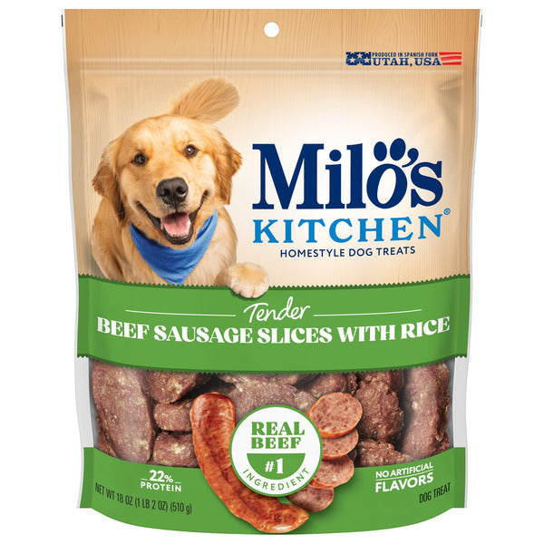 Milo's Kitchen Tender Beef Sausage Slices With Rice Dog Treats