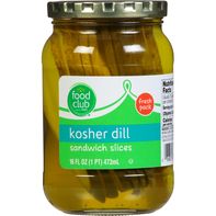 Food Club Pickles, Kosher Dill, Sandwich Slices️