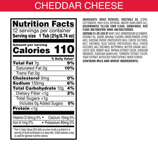 Nutrition label for cheddar cheese on a white background