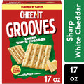 Cheez-It Grooves Sharp White Cheddar Crunchy Cheese Crackers, Snack Crackers, Family Size, 17 oz