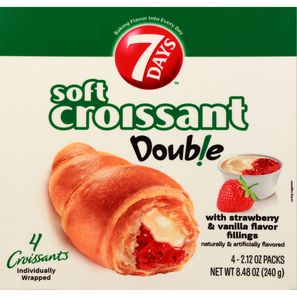 7Days Soft Croissant, with Strawberry & Vanilla Flavor Fillings, Double