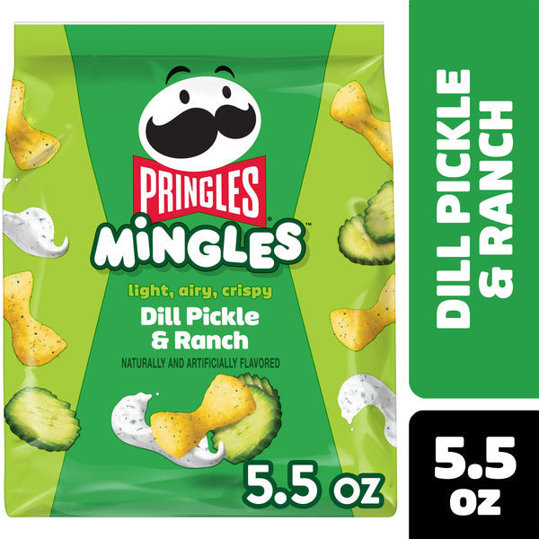 Pringles Mingles Dill Pickle & Ranch flavor packaging on a white background