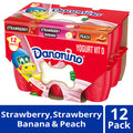 Danonino Variety Pack Strawberry, Strawberry Banana, Peach Yogurt, 1.76 Oz, 12 count