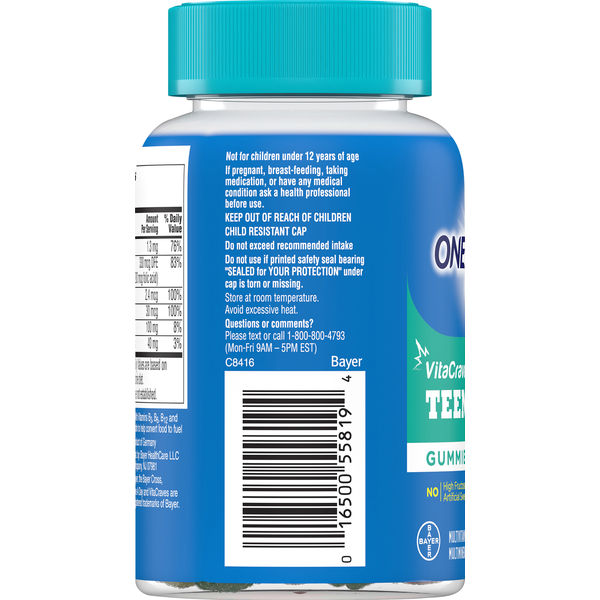 One A Day Multivitamin/Multimineral Supplement, for Him, Teen, Gummies