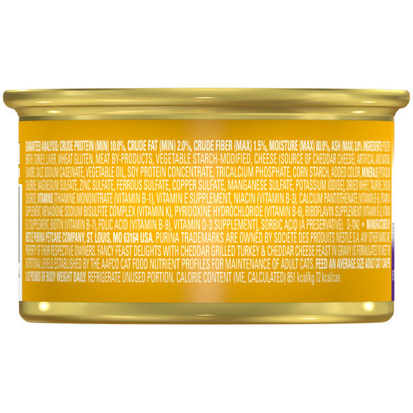 Purina Fancy Feast Gravy Wet Cat Food, Delights Grilled Turkey & Cheddar Cheese Feast in Gravy