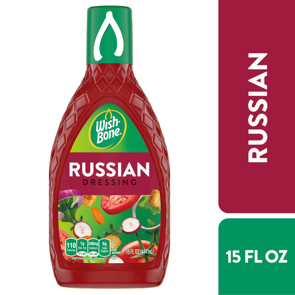 Wish-Bone Russian dressing bottle with label and branding on a white background