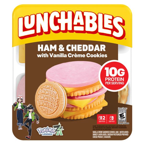 Lunchables Ham & Cheddar Cheese Cracker Stackers Snack Kit Kids Lunch with Vanilla Cookies