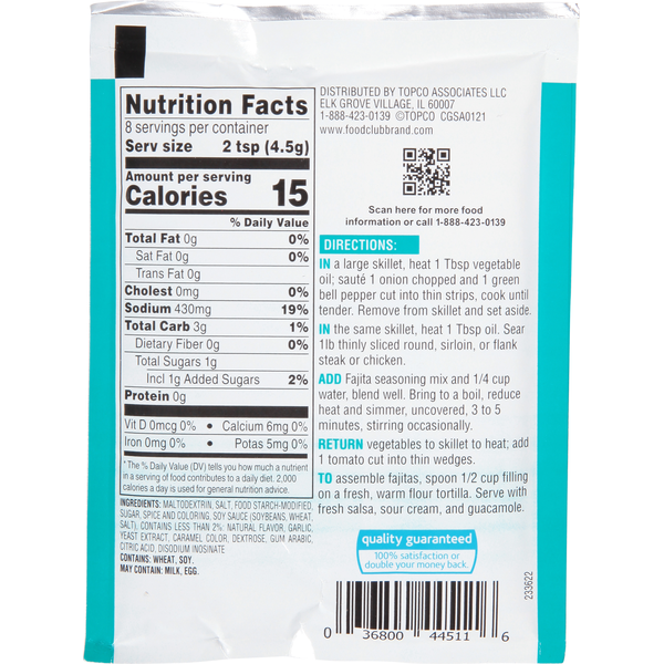 Food Club Seasoning Mix, Fajitas