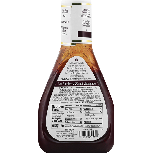 Ken's Steak House Raspberry Walnut Vinaigrette Dressing Lite