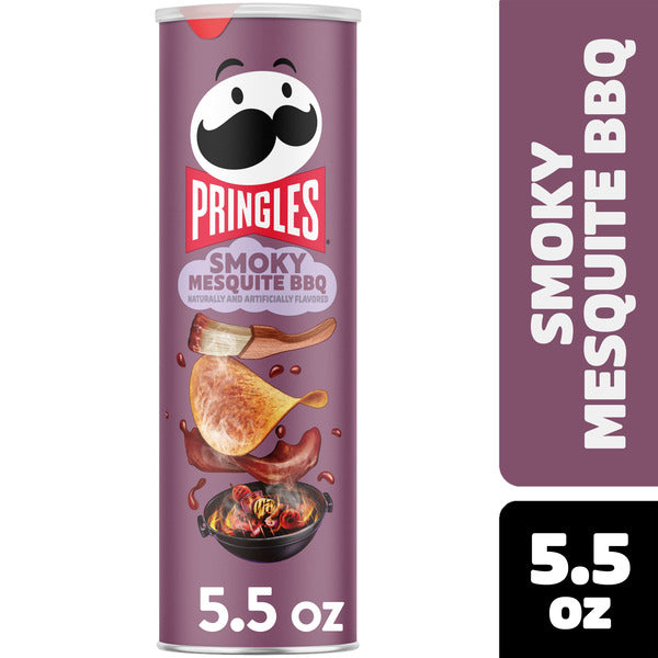 Pringles Smoky Mesquite BBQ flavor can on a white background