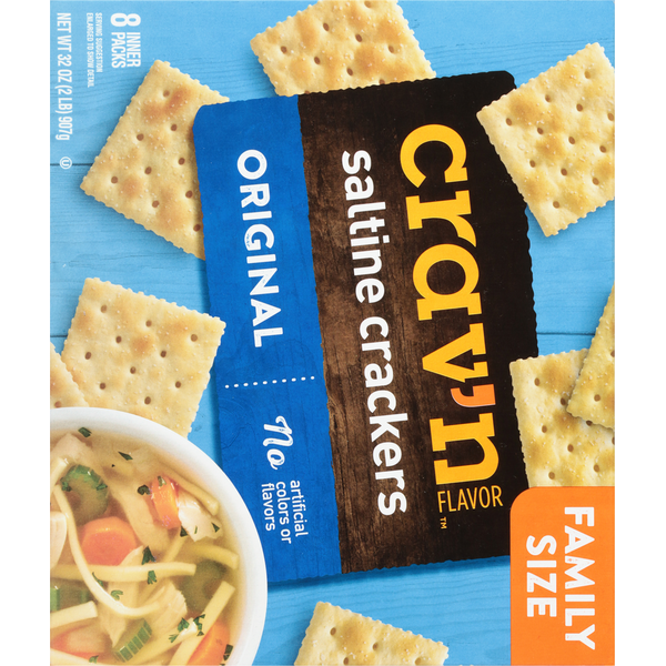 Crav'n Flavor Saltine Crackers, Original, Family Size, 8 Inner Packs