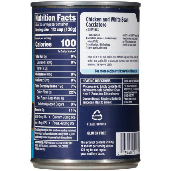 Bush's Best Reduced Sodium Great Northern Beans