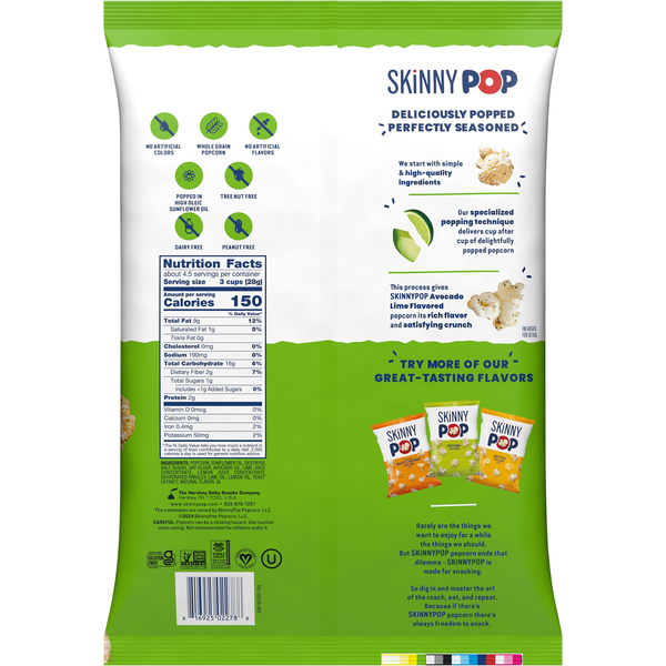 SkinnyPop Avocado Lime Flavored Popcorn