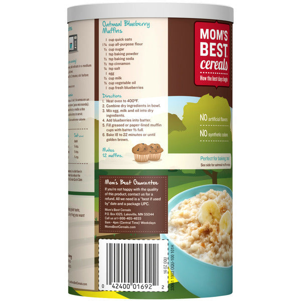 Mom's Best Quick Oats Oatmeal Canister