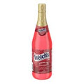 Bottle of Welch's Sparkling Strawberry non-alcoholic sparkling juice beverage with a gold twist cap on a white background. Refreshing fruit-flavored drink made with grape juice, perfect for celebrations, parties, holidays, and everyday enjoyment.