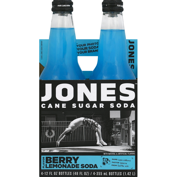 Jones Soda, Cane Sugar, Berry Lemonade Flavor