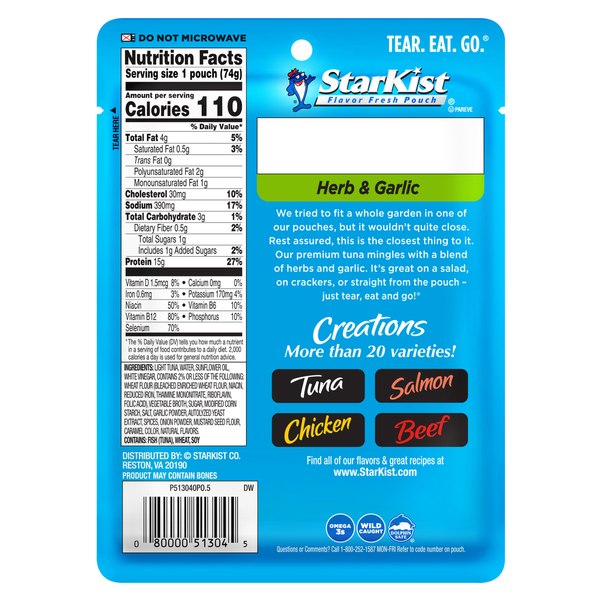 StarKist Tuna Creations Herb & Garlic Pouch