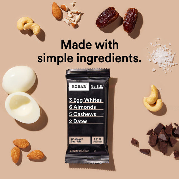 RXBAR Chocolate Sea Salt Protein Bars, Protein Snack, 5 Count