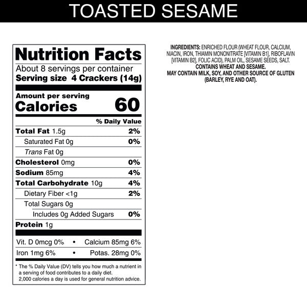 Carr's Toasted Sesame Table Water Crackers, Baked Snack Crackers, 4.25 oz